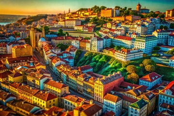 Naklejka premium Urban Exploration Portugal: Shaded Relief Map of Elevated Lisbon Streets