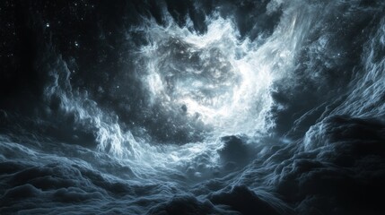 Celestial Nebula: A Cosmic Landscape of Glowing Clouds and Stars