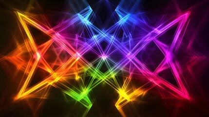 Fototapeta premium Vibrant light patterns dance in kaleidoscopic display abstract art digital creation dark background artistic perspective