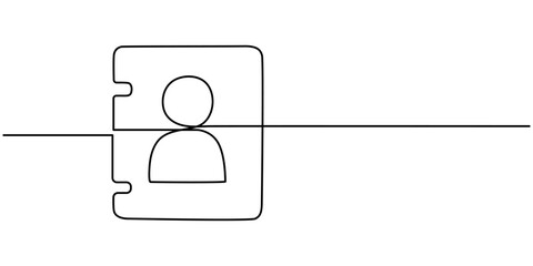 Single one line drawing Contact us icon concept. Continuous line draw design graphic vector illustration, Contact book symbol icon continuous one line drawing, Contact book. At, list, email, message. 