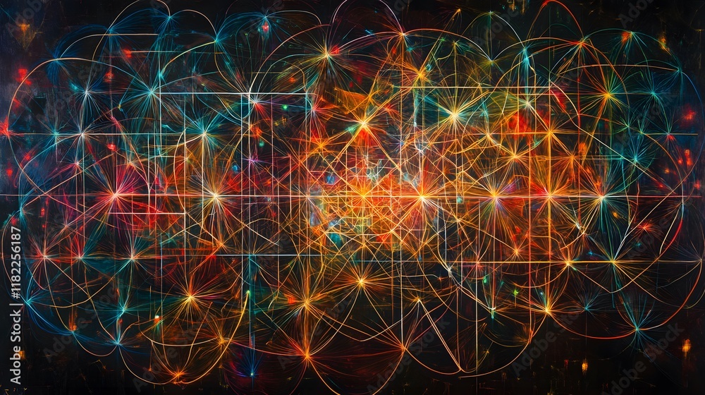 Poster dynamic abstract visualizations digital art gallery artwork display virtual environment colorful pat