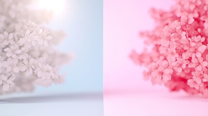 Obraz premium Pastel Blossom Duo Pink and White Floral Still Life