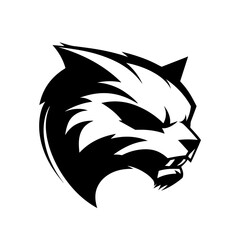 Obraz premium Hellcat vector mascot design, black and white