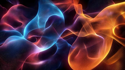 Fototapeta premium Dynamic flow of colorful waves in abstract art digital environment spectacular visual composition