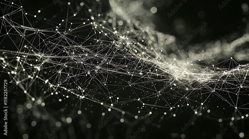 Poster interconnected digital data network visualization of abstract conceptual technology showcasing intri
