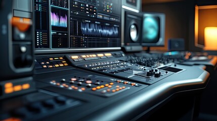 Professional Audio Mixing Console in a Modern Recording Studio