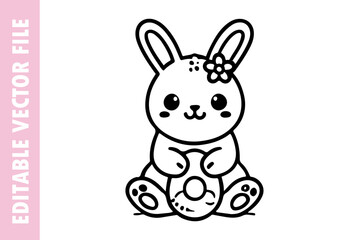 cute Easter bunny for eggs, Easter line vector design