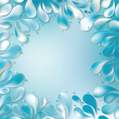 Abstract Blue Floral Ornamental Drops Background