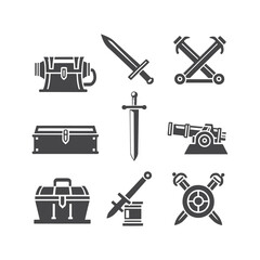 Collection of Medieval Warfare and Treasure Icons