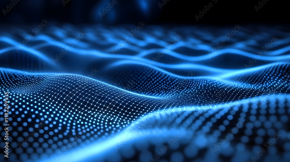 Poster exploring digital waves virtual space abstract graphics futuristic environment unique perspective fl