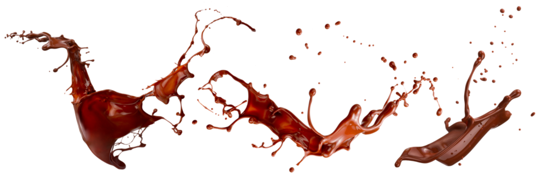 set of chocolate splashes isolated on white background. 3d render