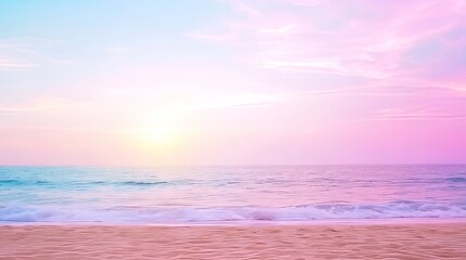 Obraz premium Pastel Sunset Beach Scene Peaceful Ocean Waves