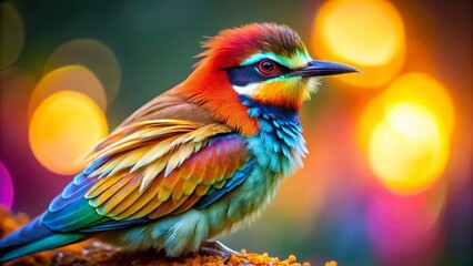Obraz premium Vibrant Bird Portrait: Long Exposure Photography of Exotic Avian with Intricate Feather Details
