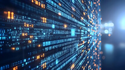 Futuristic abstract visual representation of data flow digital communication and cyber security concepts  Double exposure style with technical elements code and digital patterns