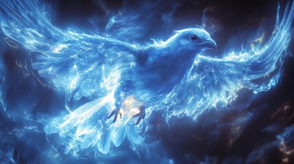 Obraz premium Thunderbird in Lightning Glow. Generative AI