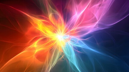 Dynamic color explosion abstract art digital creation vibrant patterns artistic environment wide angle view visual concept