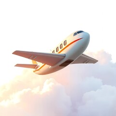 Fototapeta premium Private Jet Flying Above Clouds Luxury Travel Airplane