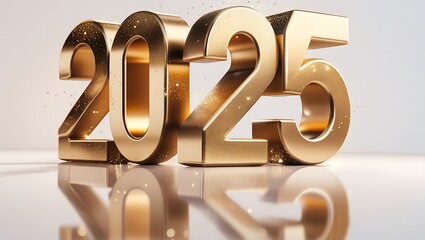 Gorgeous Metallic Gold 2025 Happy New Year Text – A Realistic and Elegant Design