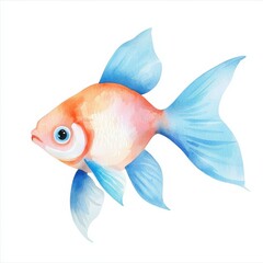 Watercolor fish art underwater scene illustration aquatic environment vibrant colors artistic concept, isolated on white background