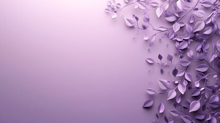 Obraz premium Lavender Leaves and Branches on a Soft Purple Background