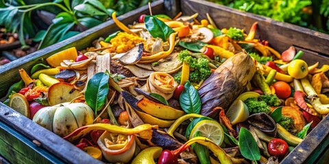 Fototapeta premium Vibrant Compost Bin: Organic Waste Up Close