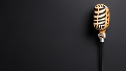 Golden Microphone on Stage Spotlight