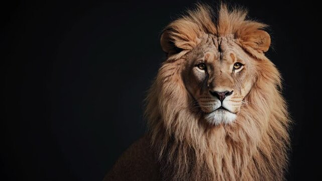 Portrait of a lion on black, Panthera leo is a large cat native to Africa and India