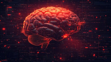 Conceptual comparison between human brain and AI technology, AI generated
