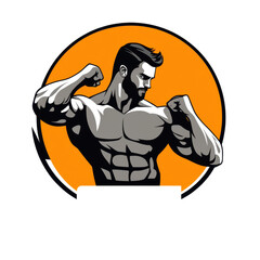 Fototapeta premium silhouette of a muscular figure lifting weights or in a flexing pose. 