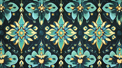 Intricate geometric pattern with teardrop shapes and floral motifs. this image showcases a captivating repeating pattern of teardrop-shaped tiles. Stardrop. Illustration