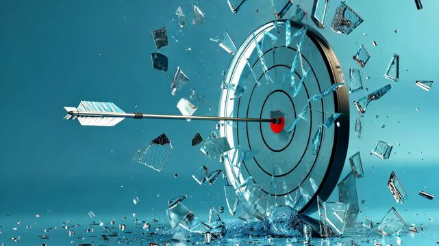 Arrow strikes target shattering glass in stunning display of skill and precision during archery event