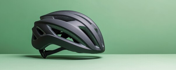 Fototapeta premium Modern Cycling Helmet on Minimalist Green Background