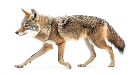 Fototapeta premium A coyote walking gracefully, showcasing its sleek fur and agile form.