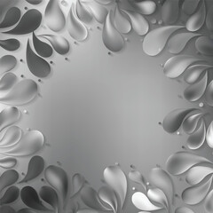 Gray Floral Drops Background Vector