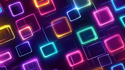 Dynamic colorful neon squares abstract digital art graphic design vibrant background creative perspective modern aesthetics