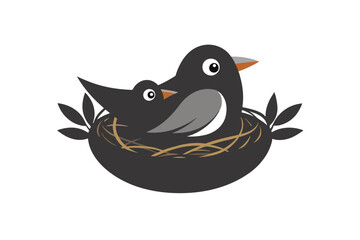 two birds sitting on the nest