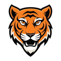 A sleek and bold tiger head logo, perfect for sports teams. Featuring dynamic lines and vibrant colors, this vector design embodies strength, agility, and fierce energy.