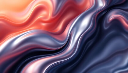 Fototapeta premium Fluid Metallics: Abstract Swirls of Coral and Steel