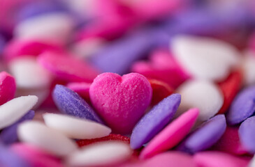 close up heart shaped candy
