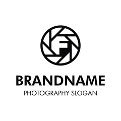Letter F Shutter Photography Logo, for brand related to camera, lens, and aperture
