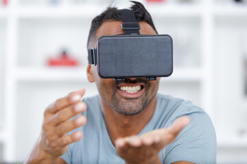 man using a virtual reality mask