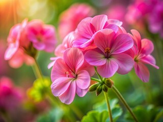 Vibrant Pink Geranium Summer Bloom Long Exposure Photography