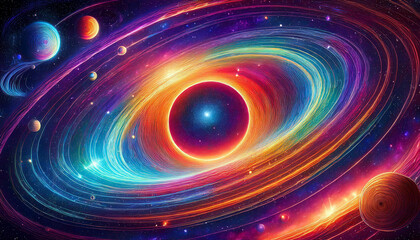 Obraz premium orbit of universe colorful summary background generative ai