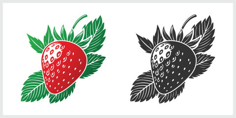 Fresh and vibrant strawberry icon, pictogram and silhouette, perfect for food, nature, and healthy lifestyle themes.