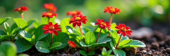 Valerianella leaves and flowers on the ground, foliage, ground