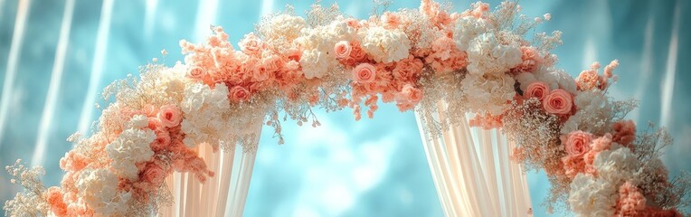 Delicate flower hoop setup with pink blooms on a vintage wall. Keywords include wedding, maternity, photography, and elegance. Ideal for photoshoots and event decorations.