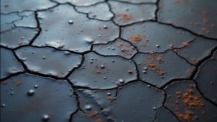 Obraz premium Iron surface with fine cracks from oxidation, creating a delicate web of fissures that reveal the metal’s gradual erosion and age.