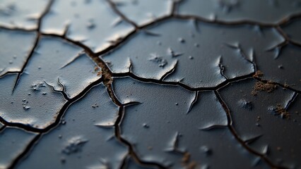Iron surface with fine cracks from oxidation, creating a delicate web of fissures that reveal the metal’s gradual erosion and age.