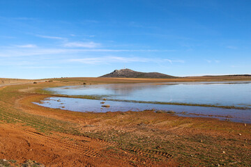 Beautiful landscape with small lagoon in Teruel region