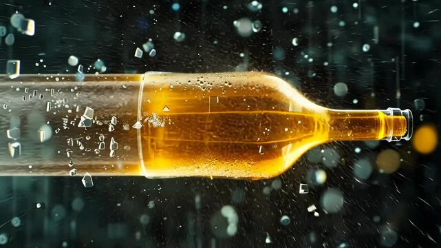 Exploring the sharp moment of a bottle shattering in an energetic and dynamic setting with vivid details